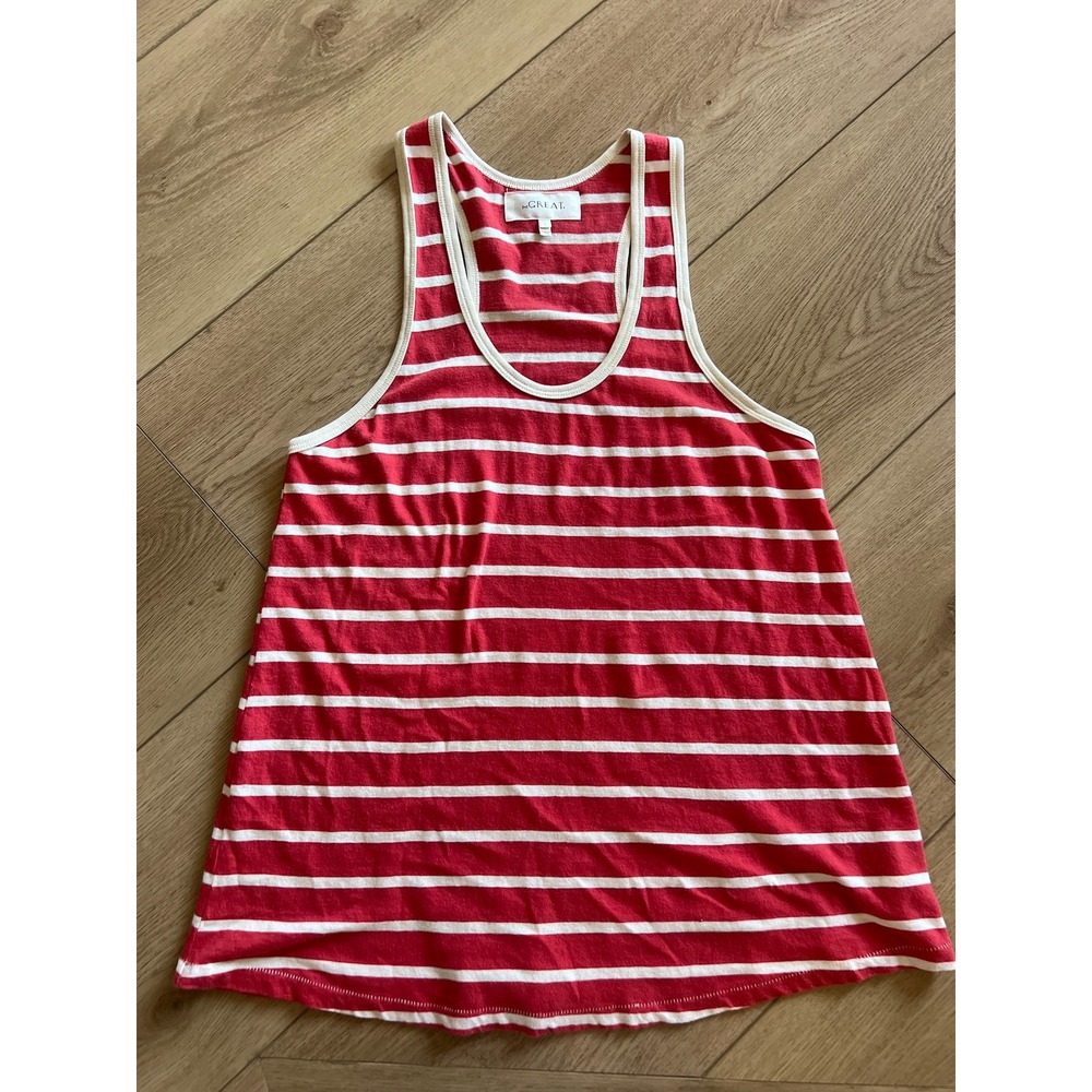 The Great Red Striped Tank Top Sleeveless Casual Basic Top